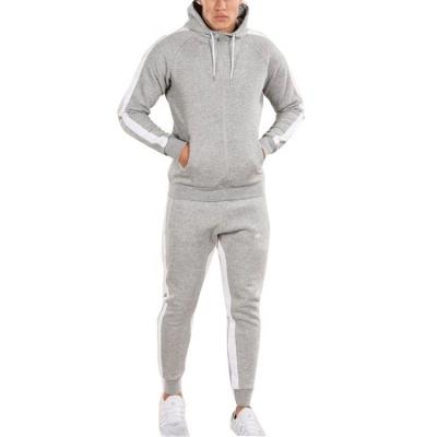 China Customized Breathable Logo Side Straps Colorblock Spandex Tracksuit Styles Gray Joggers Mens Zipper Cotton for sale