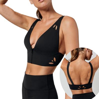 China Laser Cut Front Zipper European Style Front Zipper Laser Cut Women Sports Bra Wholesale for sale