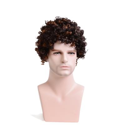 China Spring Curl Men Wig Synthetic Curly Hair Wigs for sale