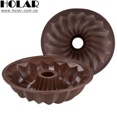 China [Holar] Viable Taiwan Prepared European Food Grade Bakeware Silicone Fluted Tube Cake Mold Pan for sale