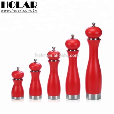 China [Holar] Viable Taiwan Made Red Salt Pepper Mill Manual Grinder with Adjustable Crude for sale