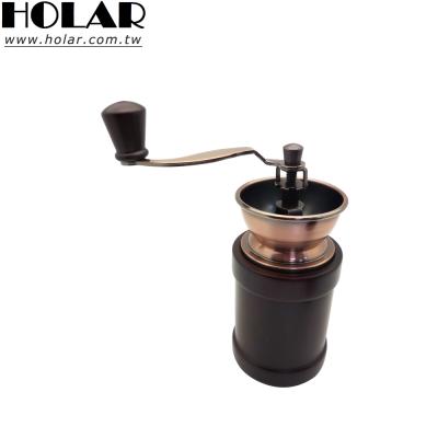 China Classic [Holar] Taiwan Made Kitchen Ceramic Burr Hand Coffee Grinder with Rubber Wood for sale