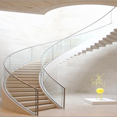 China Space saving Foshan stair factory supply stainless steel stair price curved glass stairs for sale