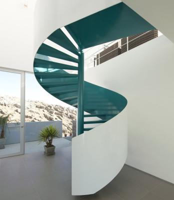 China Contemporary Modern Interior Metal Curved Stairs Small Glass Space Spiral Staircase for sale