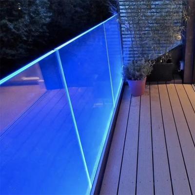 China Modern stainless steel balustrade balcony LED frameless fence balustrade and balustrade u channel tempered glass balustrade for sale