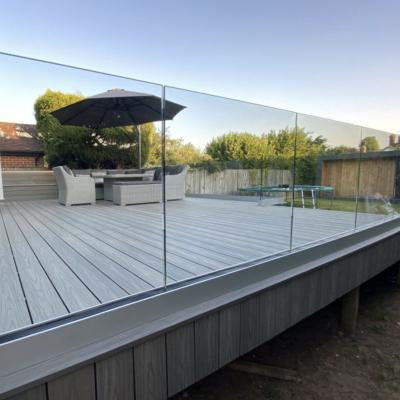 China Modern Modern Glass Balustrade System For Deck With Floor Frame Less Glass Pool Fencing Aluminum Profile Balustrade Glass for sale