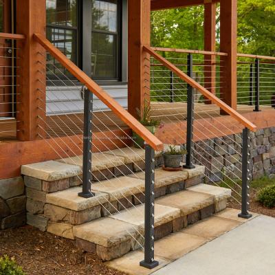 China Modern Stainless Steel Handrails Cable Stair Railings Modern Wooden Railing for sale