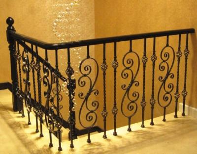 China Modern Art Wrought Iron Stair Railing Designs/Interior Wrought Iron Stairs Railing for Indoor Iron Stair Railing for sale