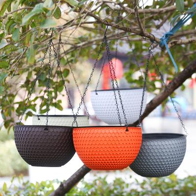 China Pastoral Household Plastic Flowerpot Basket Plant Gardening Indoor Hanging Hanging Pots for sale