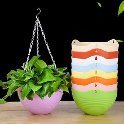 China Modern Garden Hanging Large Desktop Flowerpot Thick Plant Pot Round Wire Plastic Flower Pots With Tray for sale