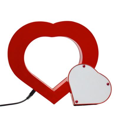 China Europe Decorative Magnetic Levitation Desktop Arts Acrylic Heart Shaped Children's Photo Frame and Opens LED Lighting Photo Frame for sale