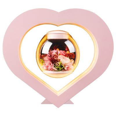 China Customized Wedding Valentine's Day Gifts For Lovers Levitating Eternal Flower Magnetic Levitation Rotation Planters Hanging Flower for sale