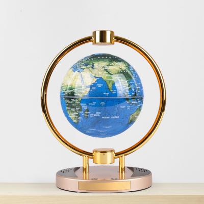 China Europe Led Lighting Crafts Gifts 360 Degree Rotating Suspension Globe Levitating Magnetic Globe World Map With Wireless Speaker for sale