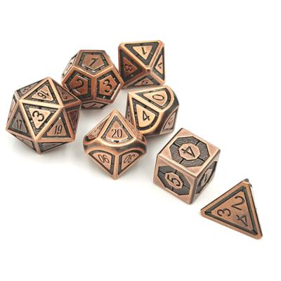 China Gaming Die Cut Manufacturer Wholesale Dnd Metal Retro RPG Polyhedral Dice Die Cut 7 Piece Set for sale