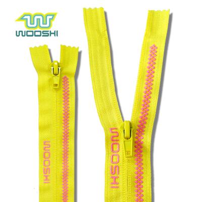 China Sustainable Neon Yellow Nylon Reverse Zipper Invisible Reversible Nylon Zipper For Sports Use for sale