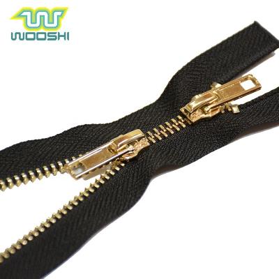 China Sustainable Zip Company High Quality Two Way Reversible Open Metal Zipper Double Side Zipper For Handbags for sale