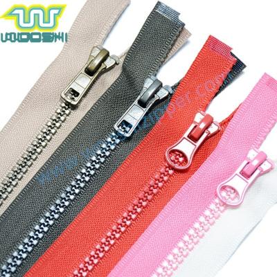 China Plastic Auto Lock Zipper NO.5 Colors Tape Open End Resin Zippers Factory Bag Zippers With Auto Lock Sliders.for Jacket for sale