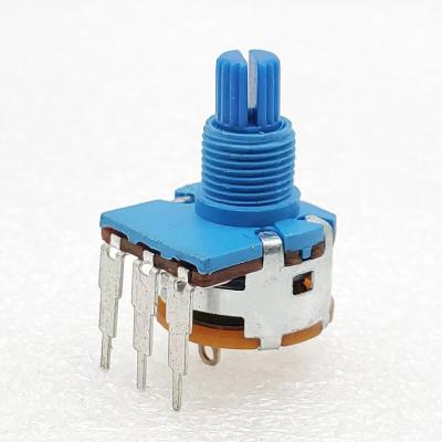 China PC terminals 16mm rotary plastic potentiometer b10k 0K 50K 100K 200K 250K 500K shaft r1613s with single switch connection potentiometer for sale