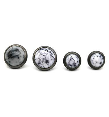 China High Quality Eco-friendly New Style Flute Marbling Stone Knob With Factory Supply Low Price for sale