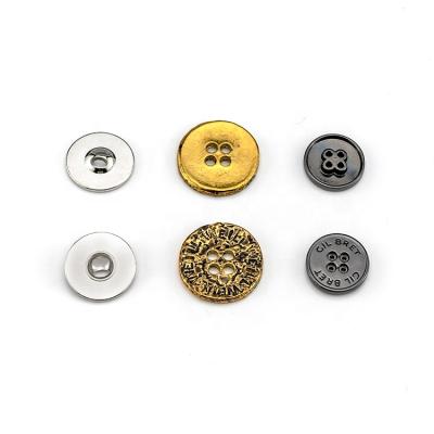 China Durable Hole Fancy Custom Logo Sew-on Zinc Alloy Button For Clothes for sale