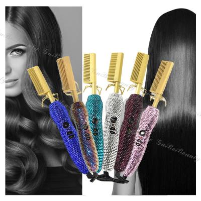 China Gubebeauty AMZ Hot Dry Wet Hair Brush Straightener Hot Dry And Wet Hair Brushes Rhinestone Rhinestone Hair Brushes Electric Hair Brush With FCC&CE for sale