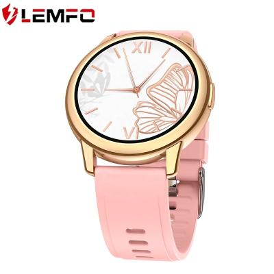 China NEW LF28M IP68 TOOTH 5.0 Touch Screen LEMFO Alloy Shell Waterproof Blue Silicone Strap Smart Bracelet Watch Lady Women for sale