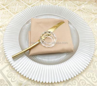 China Sustainable Wholesale Cheap Wedding Pearl White Gold Charger Plates For Decoration for sale