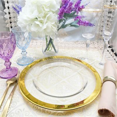 China Sustainable Cheap Wedding Table Decoration Gold / Silver Edged Charger Plates for sale