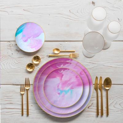 China Sustainable Factory-Direct Events Pink Porcelain Dinnerware Rental Sets For Home for sale