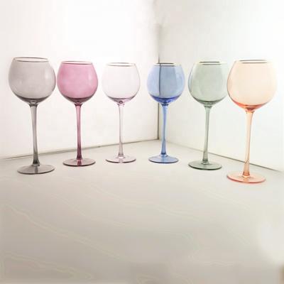 China Factory-direct New Classic/Postmodern Wholesale Apple Shape Blush Olive Blue Smoke Stemmed Wine Glass for sale