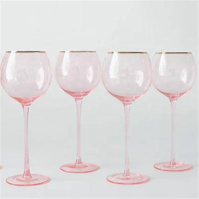 China New elegant rose classic/postmodern wholesale wedding pent gold rimmed events round wine glass for sale