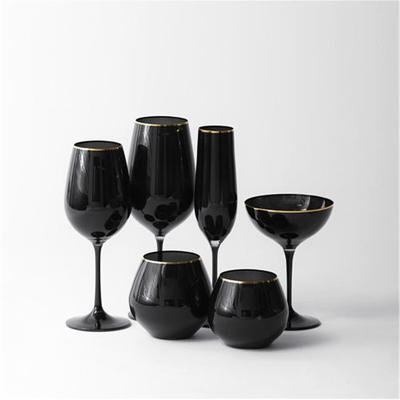 China New New Modern Black Stem Wholesale Classic/Postmodern Wedding and Stemless Wine Glass Sets for sale