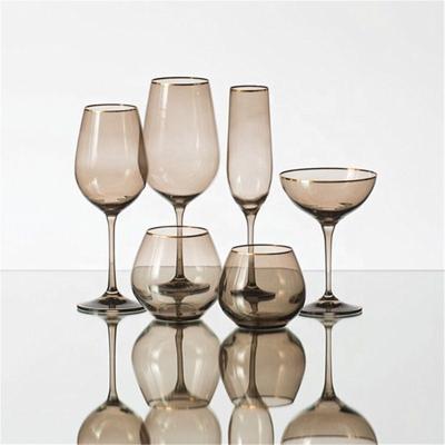 China New China Supplier Elegant Crystal Smoke Wine Glasses and Classic/Postmodern Stemware for sale