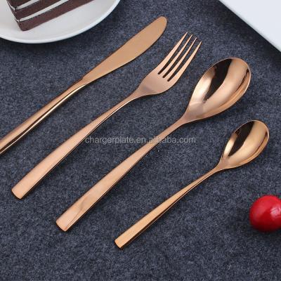 China Wholesale Home Use Sustainable Tableware Stainless Rose Gold Cutlery Fork Knife Spoon Sets for sale