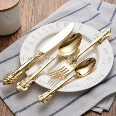 China Sustainable Luxury Flatware Restaurant Hotel Dinnerware Gold Flatware Set for sale