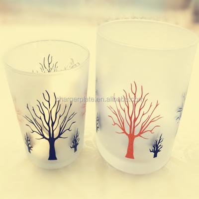 China Home Christmas Tree Design Glass Candle Holder China Factory Decoration Votive Candle Cup Tealight for sale