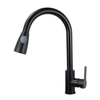 China Sense Faucets Maker Pull Down Sprayer Stainless Steel Kitchen Faucet Single Hole SUS304 Sink Faucet Black for sale