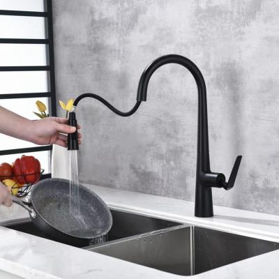 China Sense Matte Black Kitchen Sink Faucets Faucets With Pull Down Sprayer Single Handle High Arc Deck Mount Commercial for sale