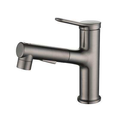 China Metered Faucets Bathroom Sink Faucet With Pull Out Sprayer Single Handle Bathroom Sink Faucet With 3 Water Flow Modes for sale