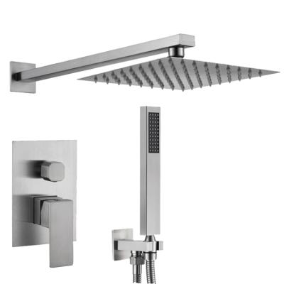 China Free Hot And Cold Wall Mounted Sliding Bar Shower Panel Stainless Steel Concealed Bathroom Shower Set for sale