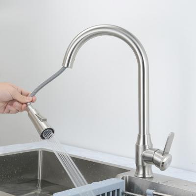 China Sense Faucets Wholesale 304 Stainless Steel Nickel Brushed Sink Kitchen Faucet Pull Down Sprayer for sale