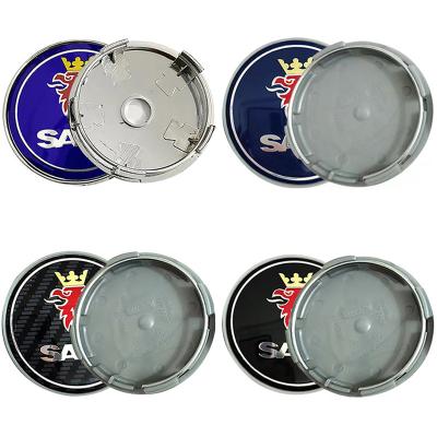 China Custom Logo Multi Logo Automotive Accessories Automotive Accessories Hub Cap Decorative Plastic Cap Standard 63mm Saab Hub Center Cap Rim for sale