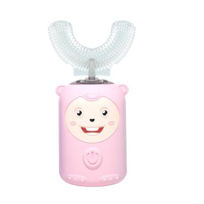 China ABS+Food Grade Silicone Amazon hot selling New Design Intelligent Kids Cartoon Animal U Shape Electric Sonic Toothbrush for Children for sale