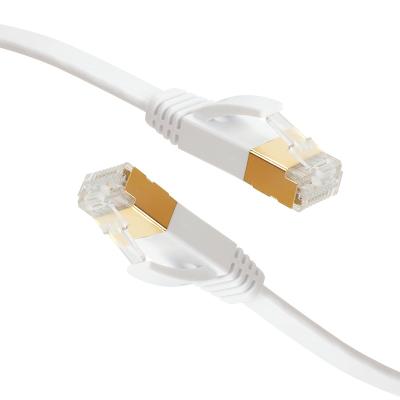 China Custom FTTH VCOM Twist Pairs SFTP Stranded Pure Copper Patch Tie Down Cat7 Network Cable Shielded Flat Gold Plated For Wifi Router for sale