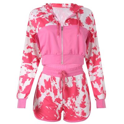 China XXL Size QUICK DRY Large Fashion Women's Casual Suit Cropped Top Hoodies and Shorts Set Wholesale for sale