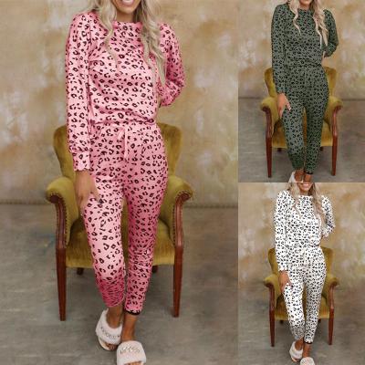 China 2021 Hot Selling Homewear Fashion Leopard QUICK DRY Top Set Women Warm Comfortable Casual Set Pants for sale