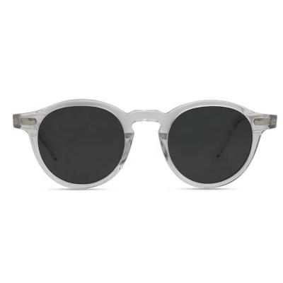 China Yvan Newest style CR39 transparent acetate handmade sunglasses European unisex retro round frame for sale