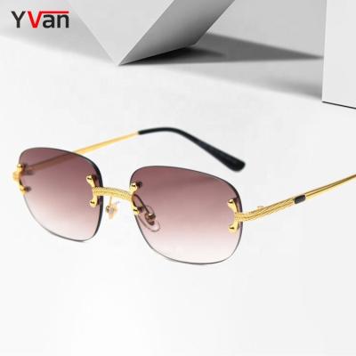 China Fashion Luxury Vintage Oval Mens Womens Oval Frameless Sun Glass Shades Rimless Sunglasses for sale