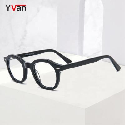 China prescription& Anti Blue Light Glasses Yvan Spring Hinges Optical Frames Gray Eyeglasses For Men Acetate Clear Spectacle Monocle for sale