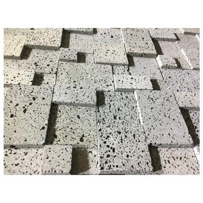 China Natural Volcanic Stone Parquet Black Color Mosaic for sale